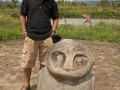 08 Watu Oba statue with archaeologist Iksam Djorimi, near Lengkeka village, Bada Valley